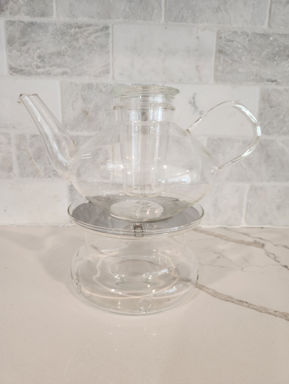 Vintage Schott Mainz Jenaer Glas Teapot Infuser And Warming Stand